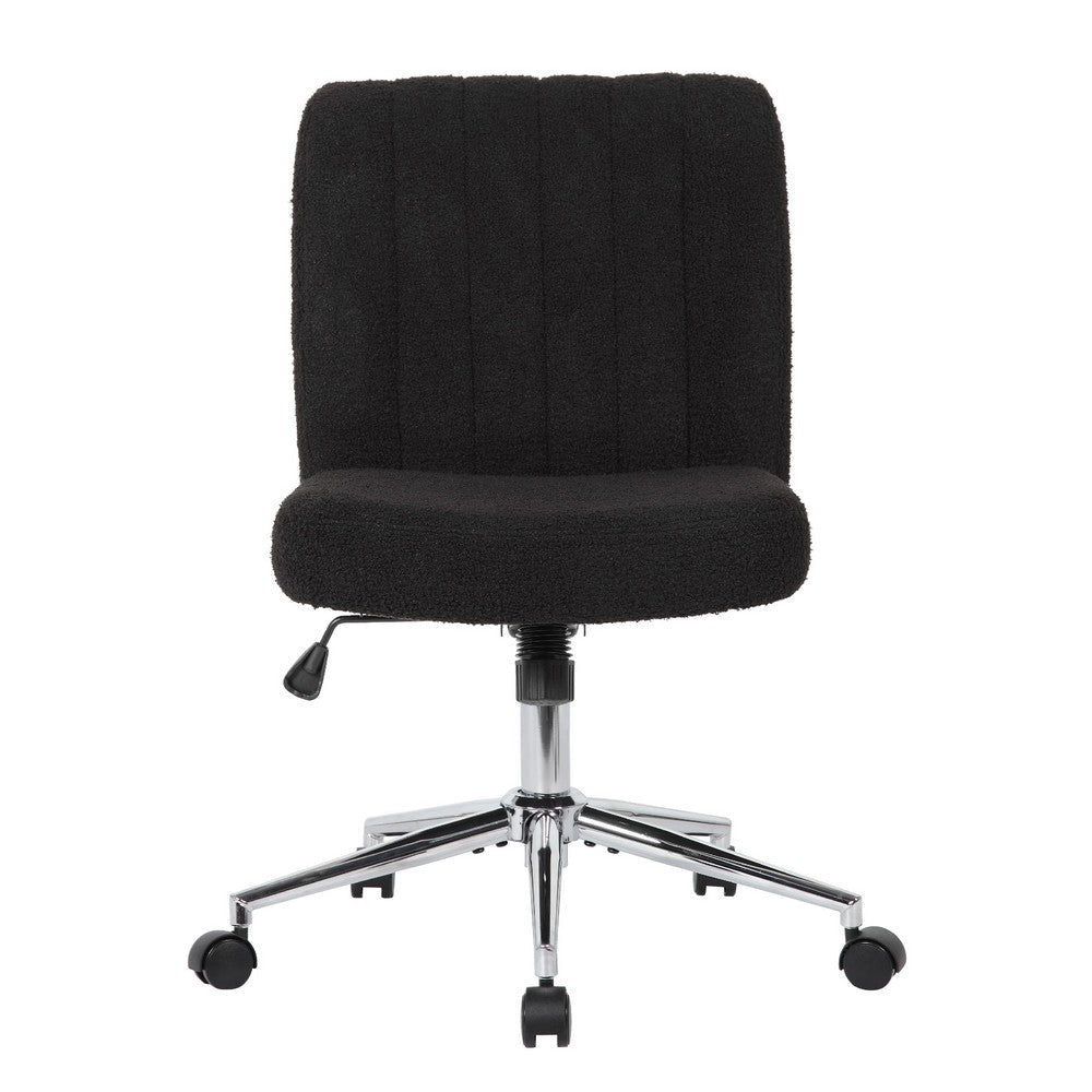 Rio Adjustable Height Office Chair | Black Boucle | Chrome | Nylon Casters BM344566