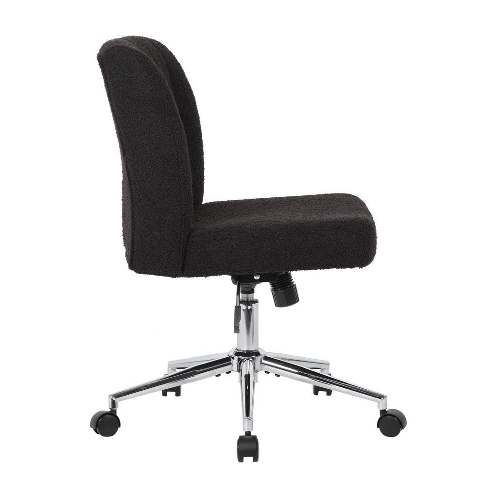 Rio Adjustable Height Office Chair | Black Boucle | Chrome | Nylon Casters BM344566