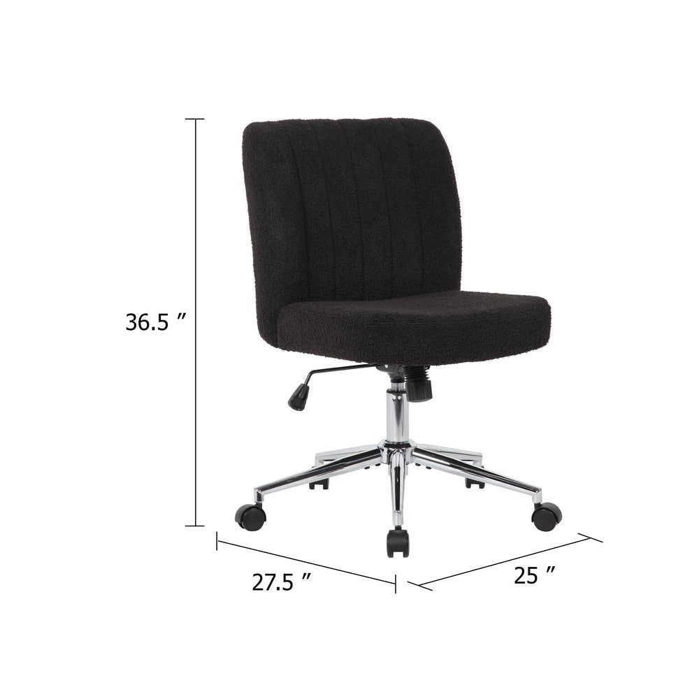 Rio Adjustable Height Office Chair | Black Boucle | Chrome | Nylon Casters BM344566