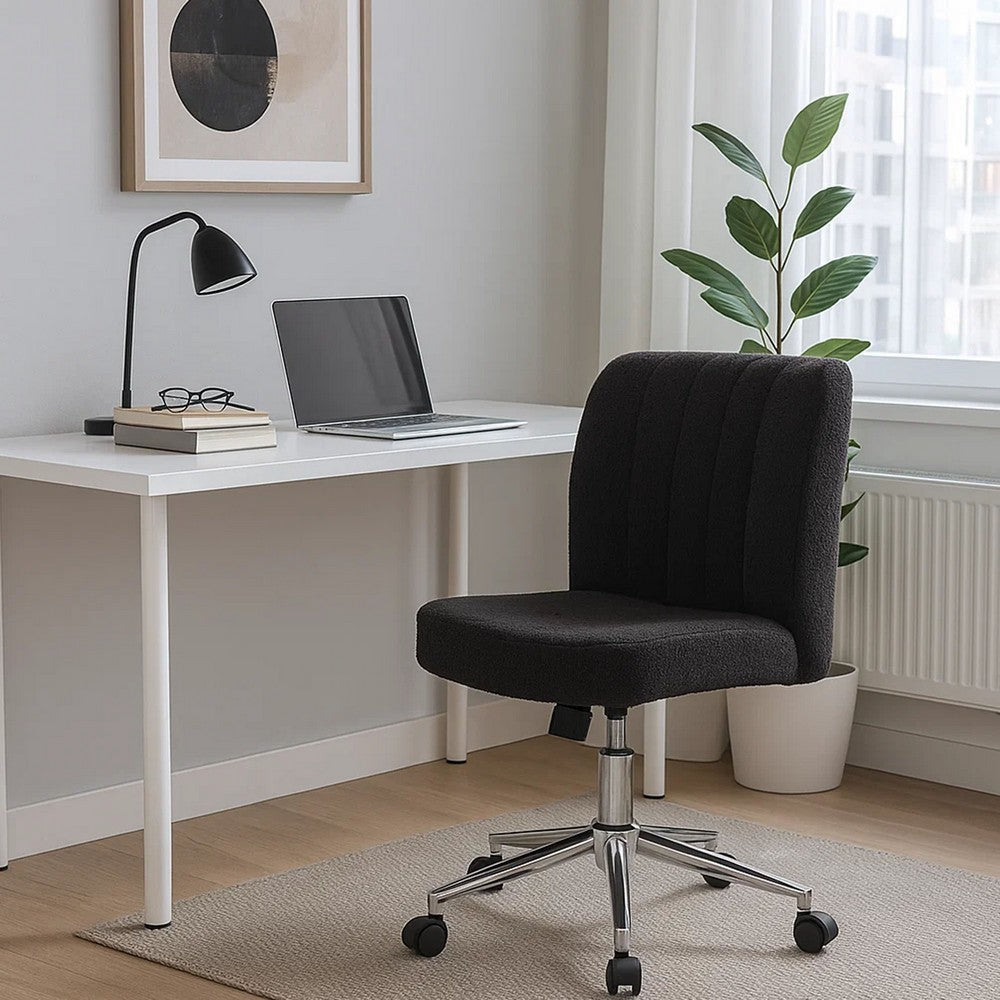 Rio Adjustable Height Office Chair | Black Boucle | Chrome | Nylon Casters BM344566