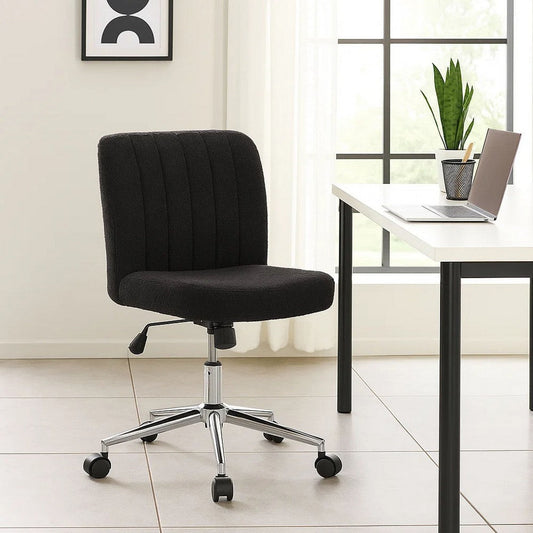 Rio Adjustable Height Office Chair | Black Boucle | Chrome | Nylon Casters BM344566