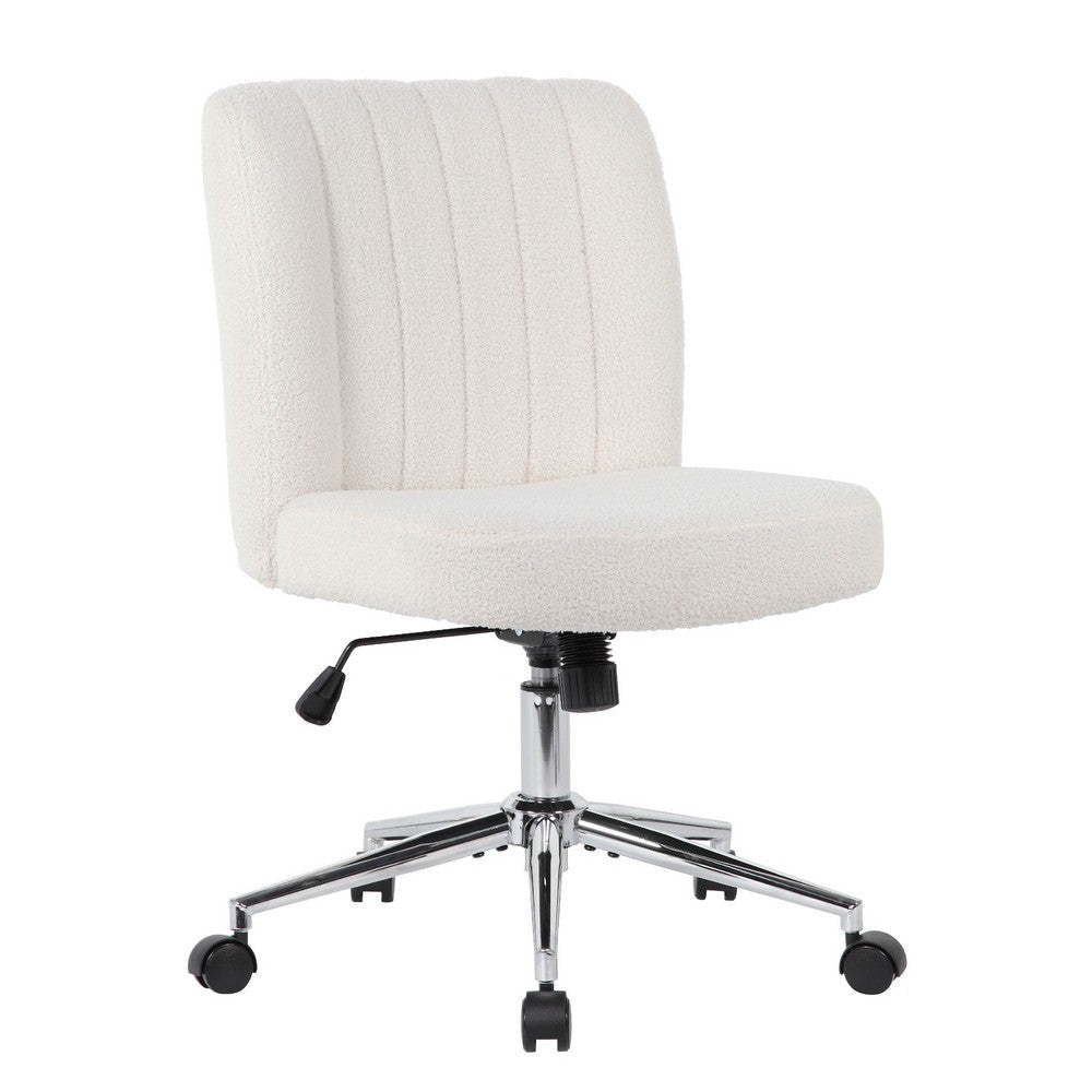Rio Adjustable Height Office Chair | Cream Boucle | Chrome | Nylon Casters BM344567