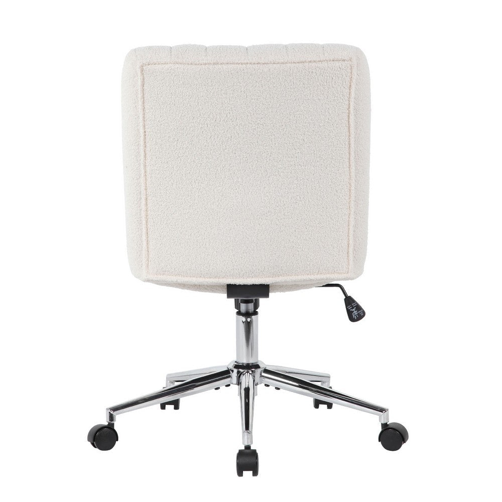 Rio Adjustable Height Office Chair | Cream Boucle | Chrome | Nylon Casters BM344567