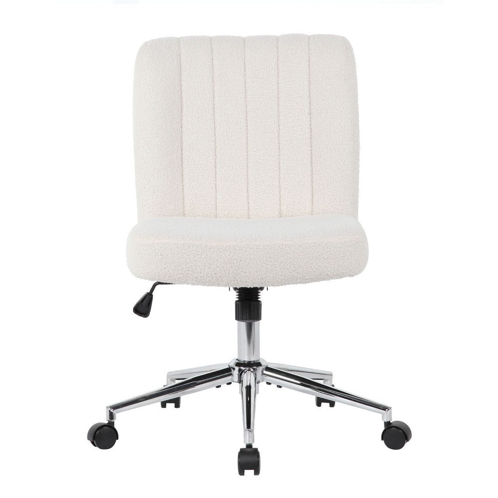 Rio Adjustable Height Office Chair | Cream Boucle | Chrome | Nylon Casters BM344567