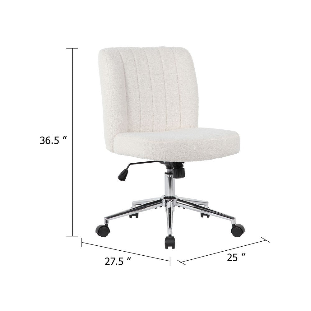 Rio Adjustable Height Office Chair | Cream Boucle | Chrome | Nylon Casters BM344567