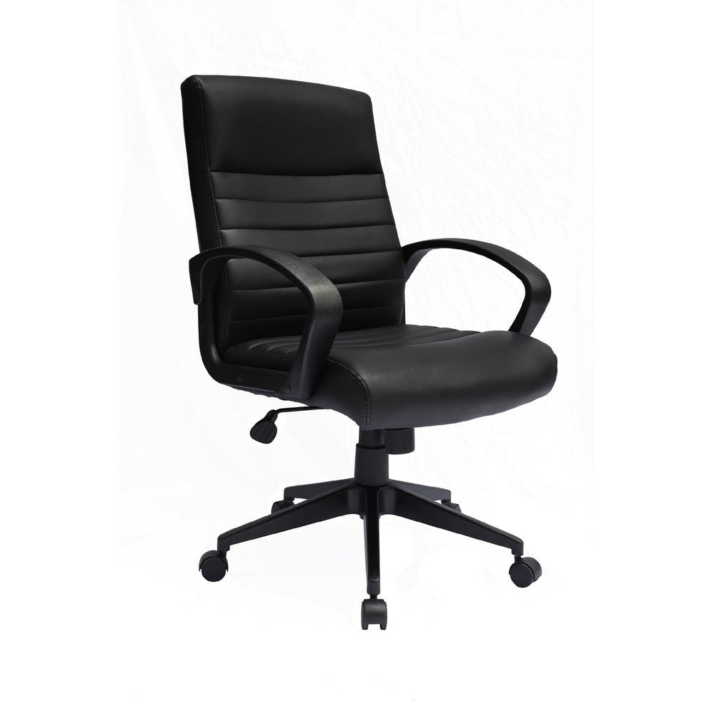 Swivel Task Chair | Black Ribbed Back Vinyl | Caster Wheels | Adjustable BM344568
