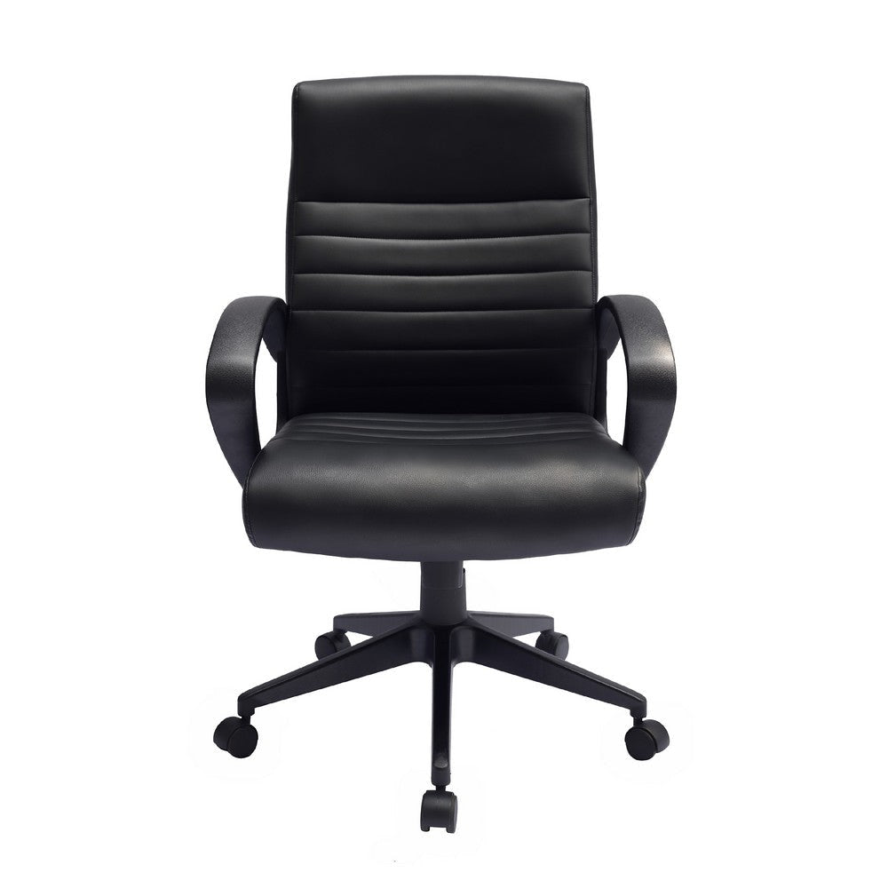 Swivel Task Chair | Black Ribbed Back Vinyl | Caster Wheels | Adjustable BM344568