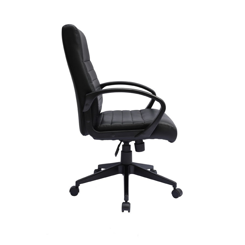 Swivel Task Chair | Black Ribbed Back Vinyl | Caster Wheels | Adjustable BM344568
