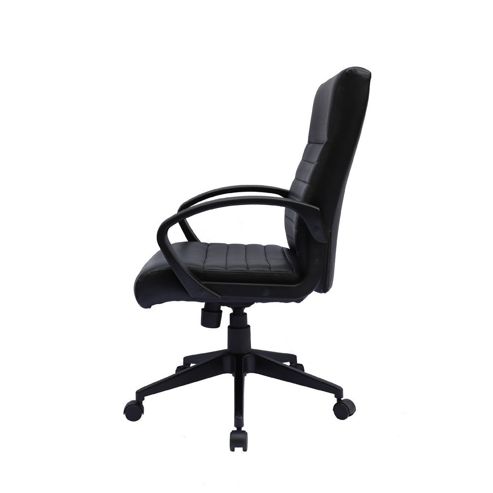 Swivel Task Chair | Black Ribbed Back Vinyl | Caster Wheels | Adjustable BM344568