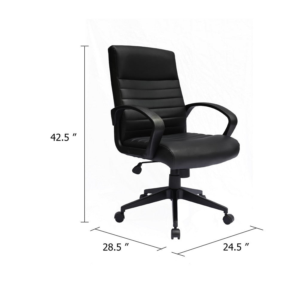 Swivel Task Chair | Black Ribbed Back Vinyl | Caster Wheels | Adjustable BM344568