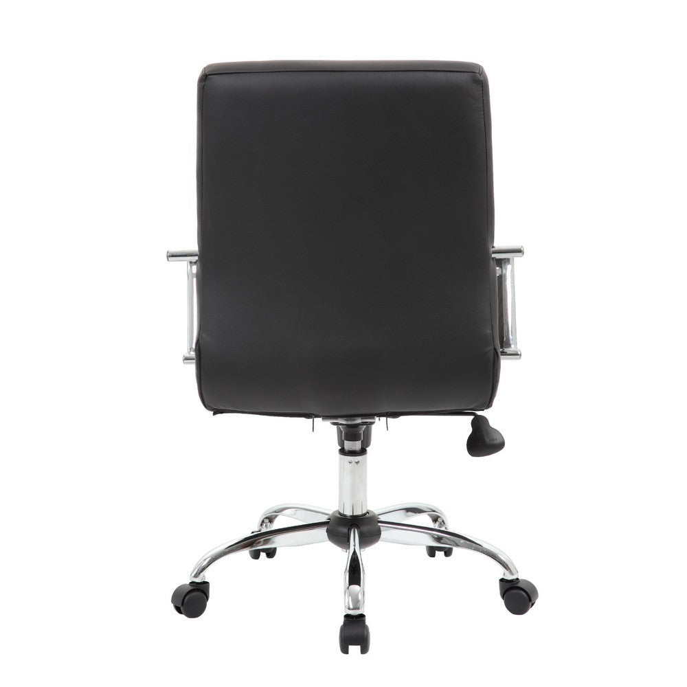 Swivel Task Chair | Black Vinyl | Chrome Base & Arms | Caster Wheels BM344569