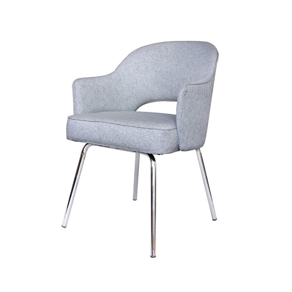 Guest Armchair | Granite Gray Linen | Chrome Legs | Semi Open Back BM344570