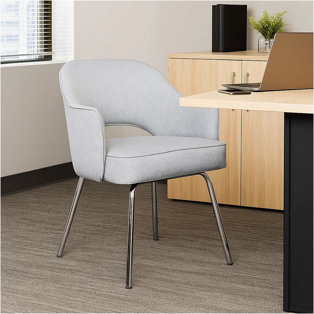 Guest Armchair | Granite Gray Linen | Chrome Legs | Semi Open Back BM344570