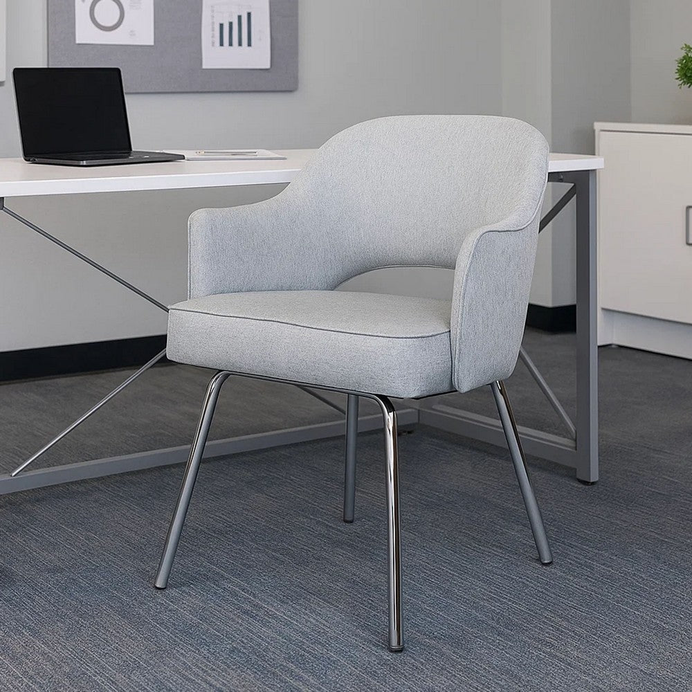 Guest Armchair | Granite Gray Linen | Chrome Legs | Semi Open Back