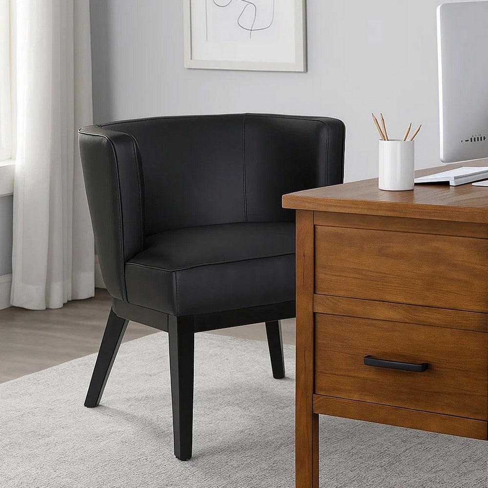 Yoma Reception Guest Chair | Smooth Black Vinyl | Rounded Backrest BM344571