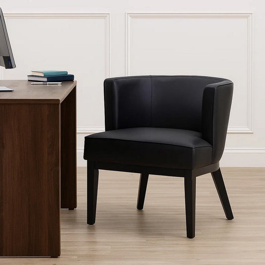Yoma Reception Guest Chair | Smooth Black Vinyl | Rounded Backrest BM344571
