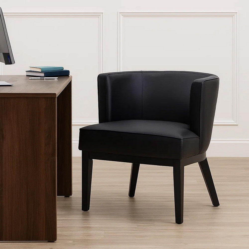 Yoma Reception Guest Chair | Smooth Black Vinyl | Rounded Backrest
