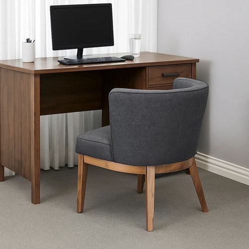 Yoma Reception Guest Chair | Slate Gray Linen | Driftwood Brown Wood BM344572