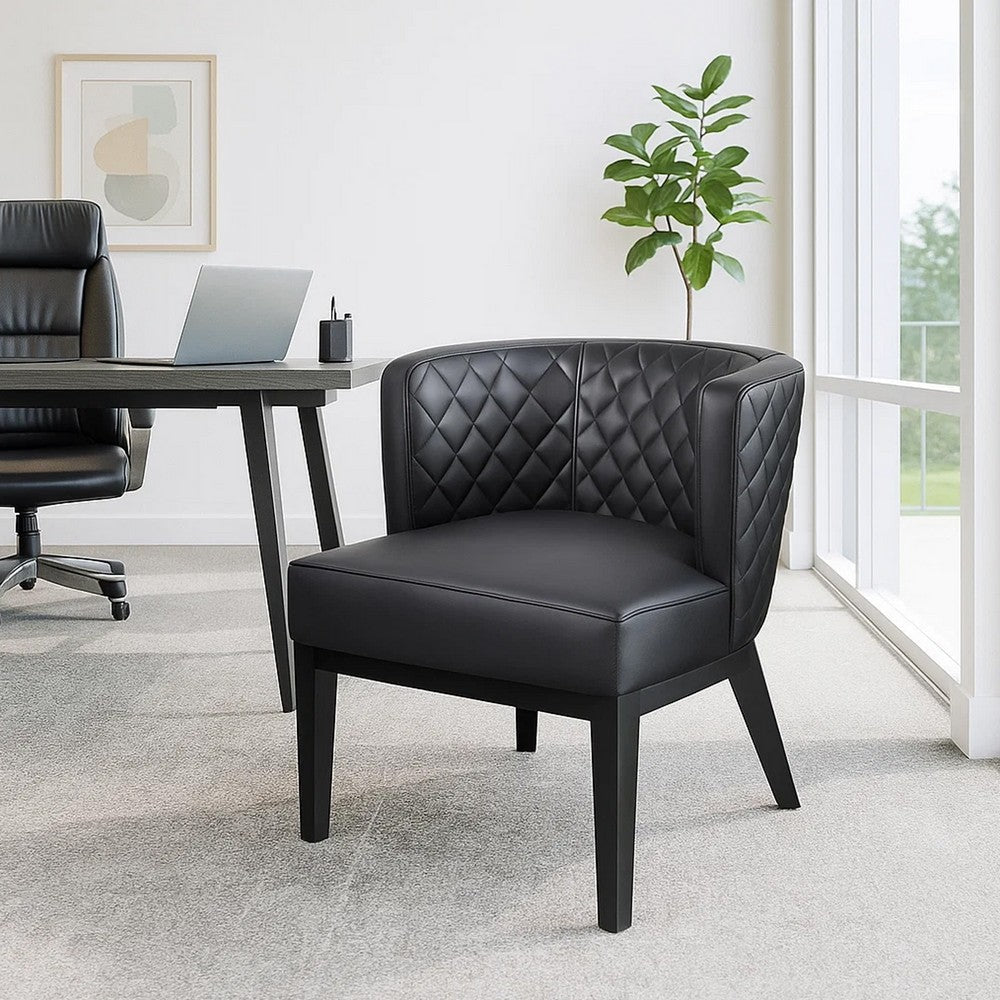 Yoma Guest Chair | Black Quilted Vinyl | Rounded Backrest BM344573