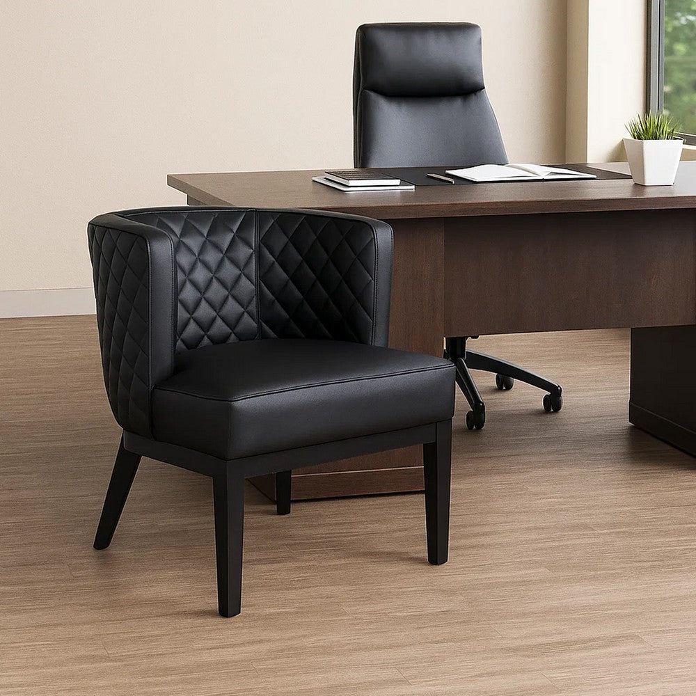 Yoma Guest Chair | Black Quilted Vinyl | Rounded Backrest