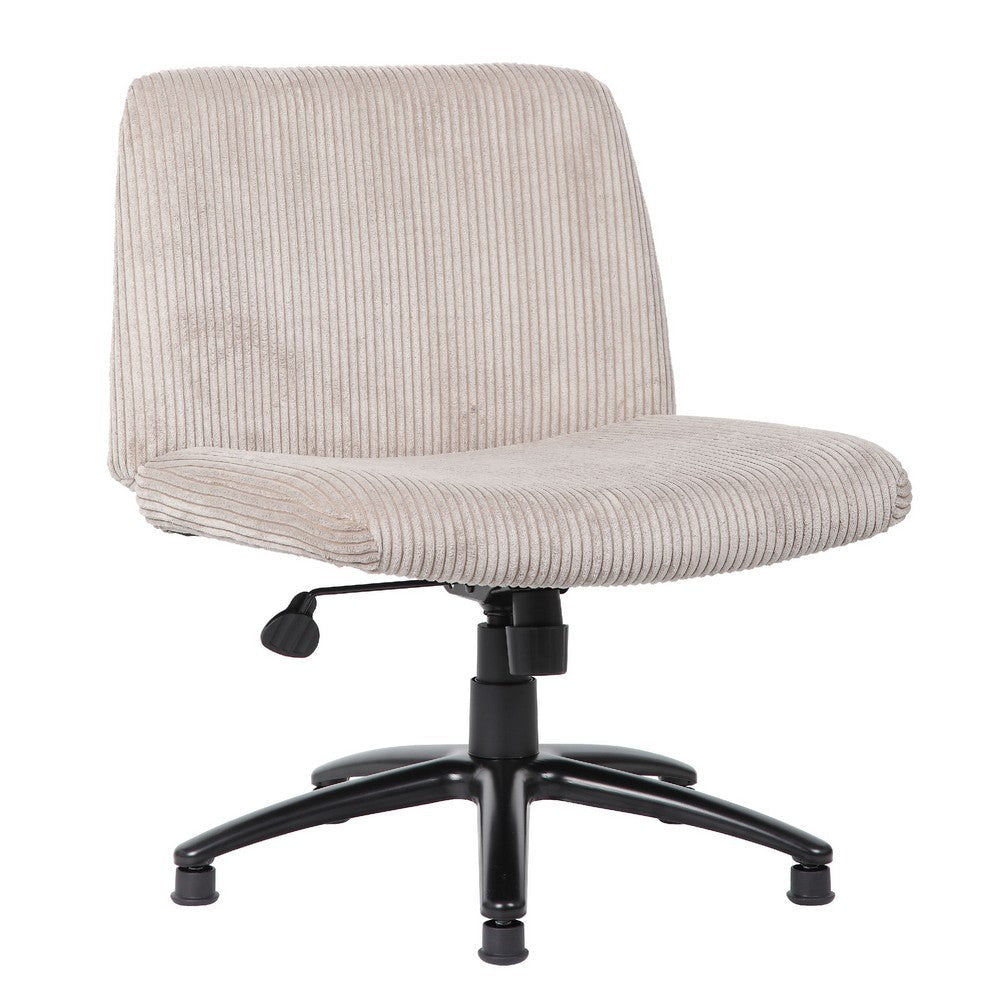 Adjustable Swivel Task Chair on Caster Wheels | Beige Corduroy | Armless BM344574