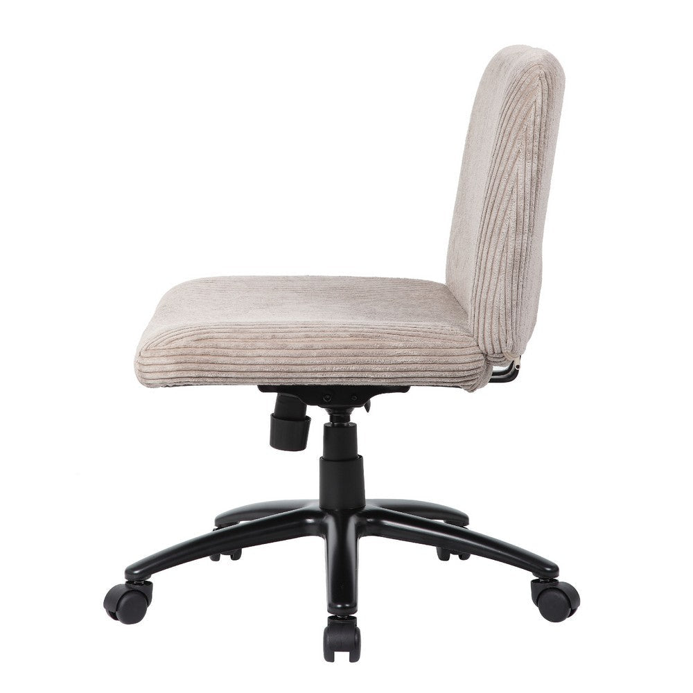 Adjustable Swivel Task Chair on Caster Wheels | Beige Corduroy | Armless BM344574
