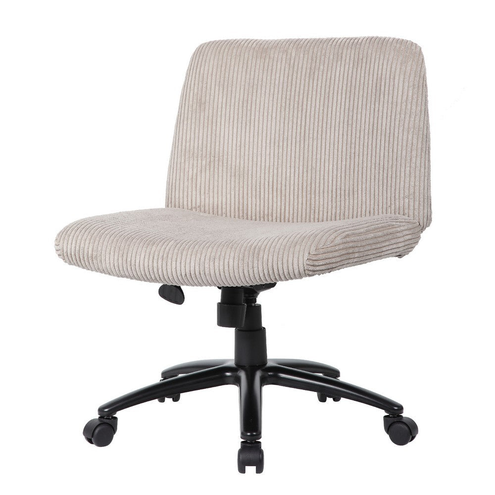 Adjustable Swivel Task Chair on Caster Wheels | Beige Corduroy | Armless BM344574