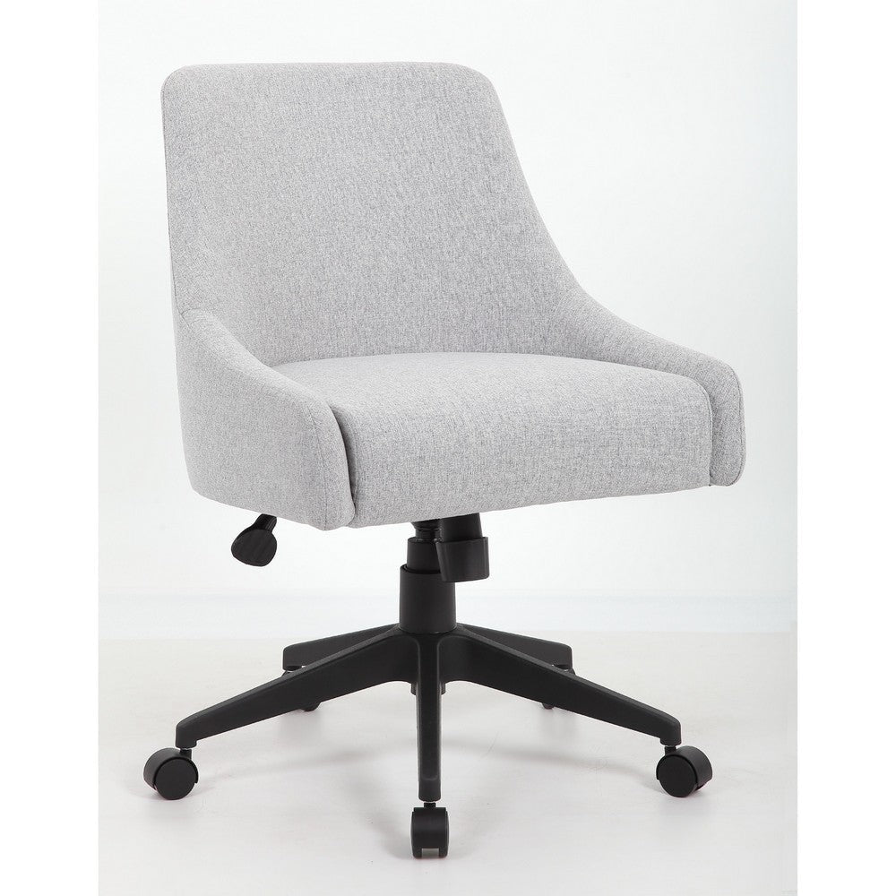 Boki Swivel Desk Chair | Light Gray Poly-Linen | Padded Curved Back BM344575