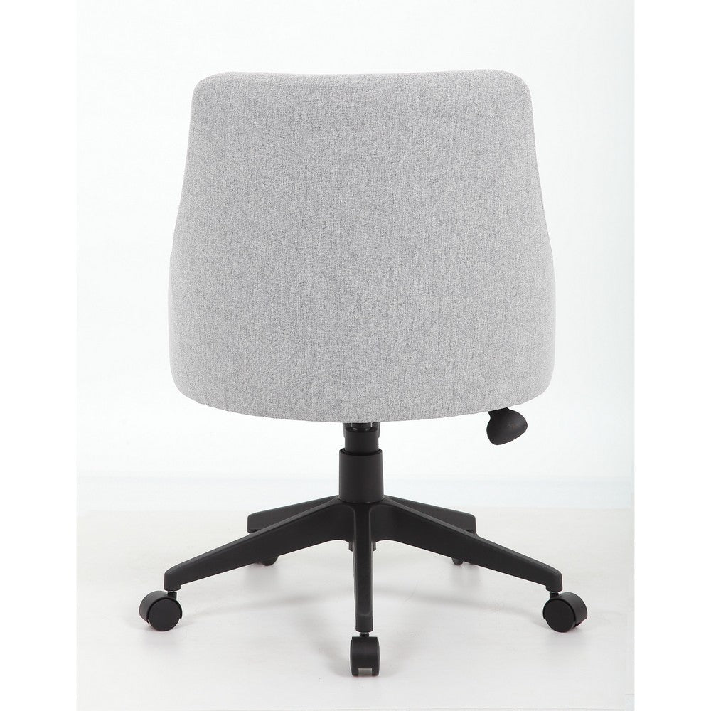 Boki Swivel Desk Chair | Light Gray Poly-Linen | Padded Curved Back BM344575
