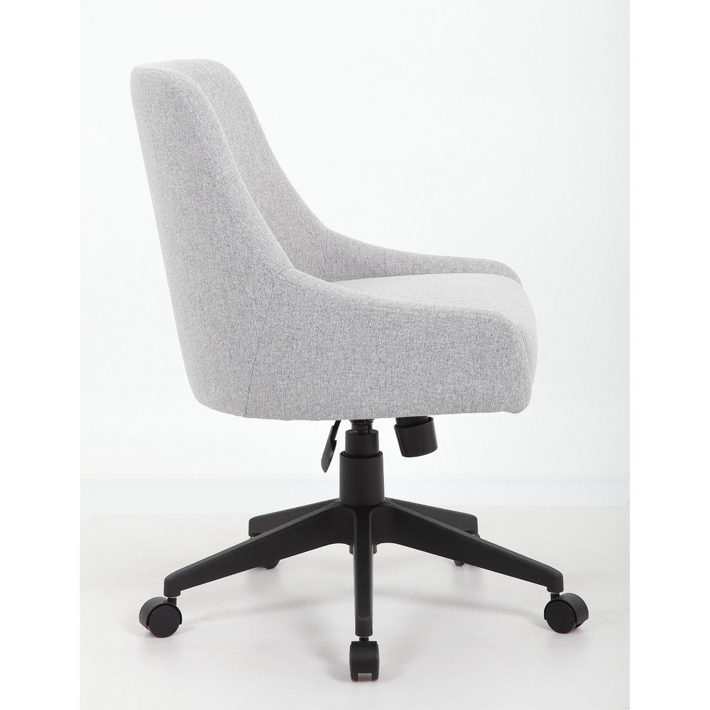 Boki Swivel Desk Chair | Light Gray Poly-Linen | Padded Curved Back BM344575