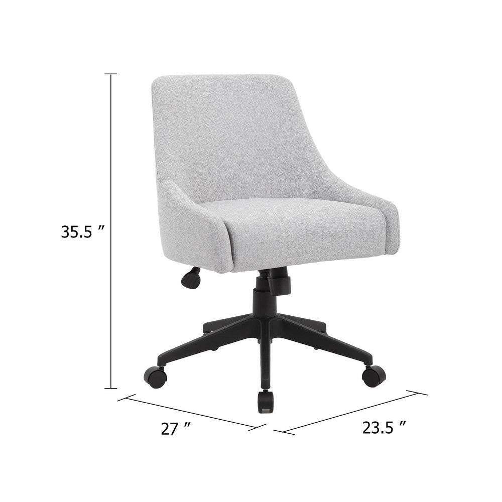 Boki Swivel Desk Chair | Light Gray Poly-Linen | Padded Curved Back BM344575