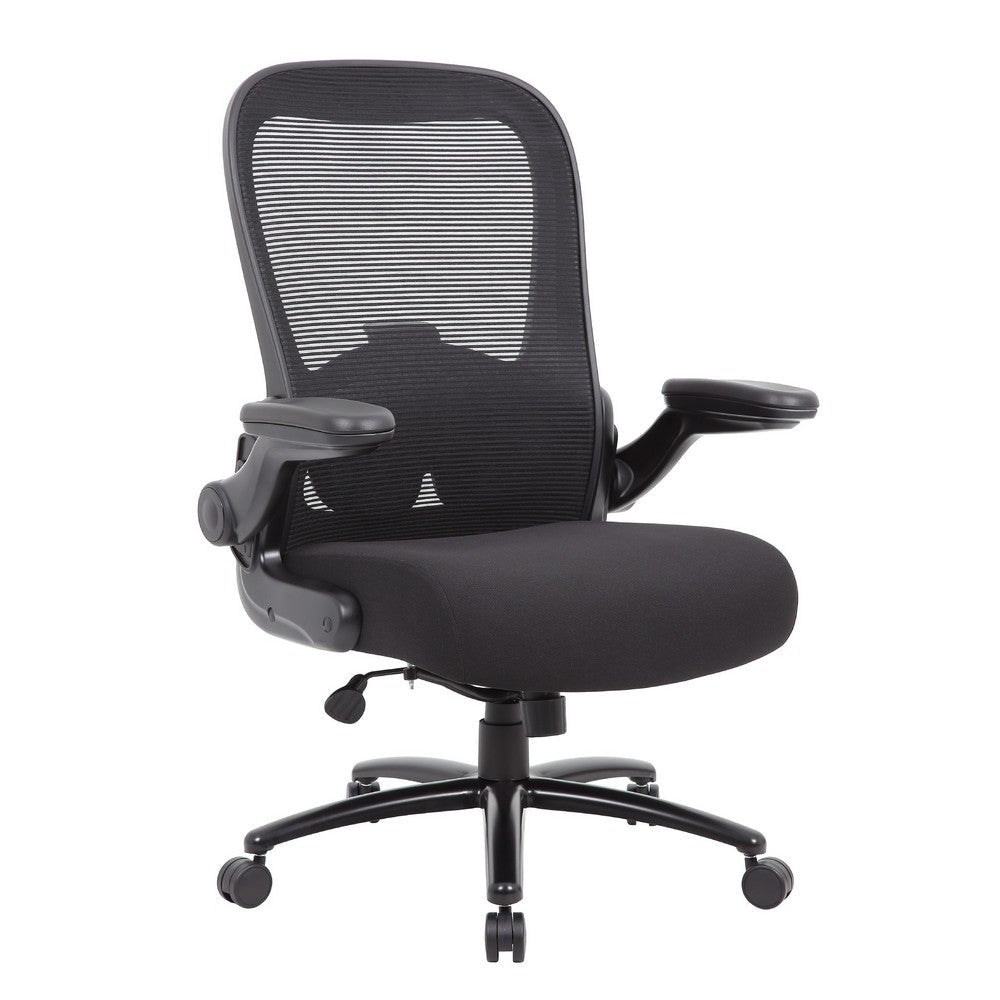 Heavy Duty XL Armchair | Black Mesh | Steel Frame | Wheels | Swivel Seat BM344578