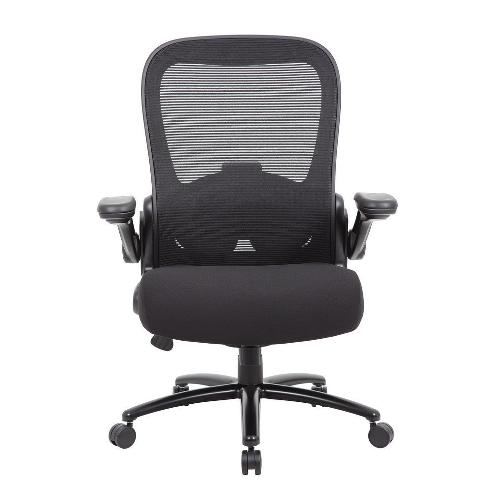 Heavy Duty XL Armchair | Black Mesh | Steel Frame | Wheels | Swivel Seat BM344578