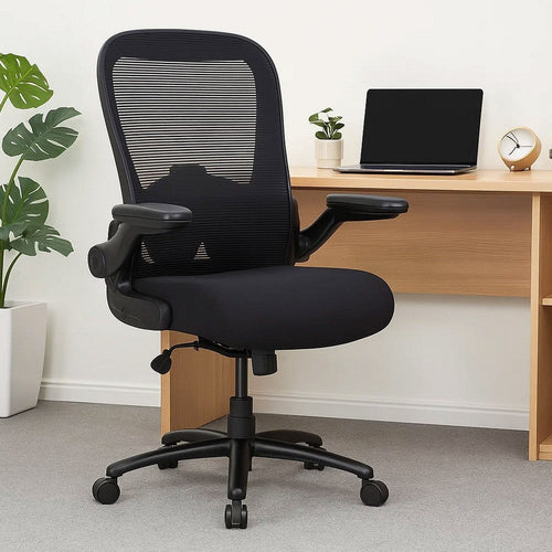 Heavy Duty XL Armchair | Black Mesh | Steel Frame | Wheels | Swivel Seat BM344578