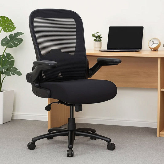 Heavy Duty XL Armchair | Black Mesh | Steel Frame | Wheels | Swivel Seat BM344578