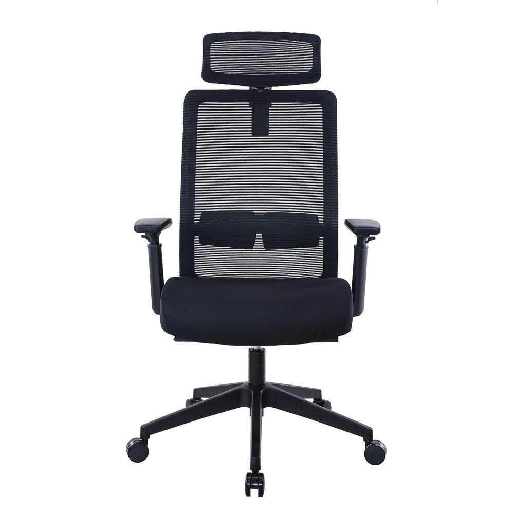 Rolling Office Chair w Headrest | Black Mesh | Foam | Swivel Seat BM344581