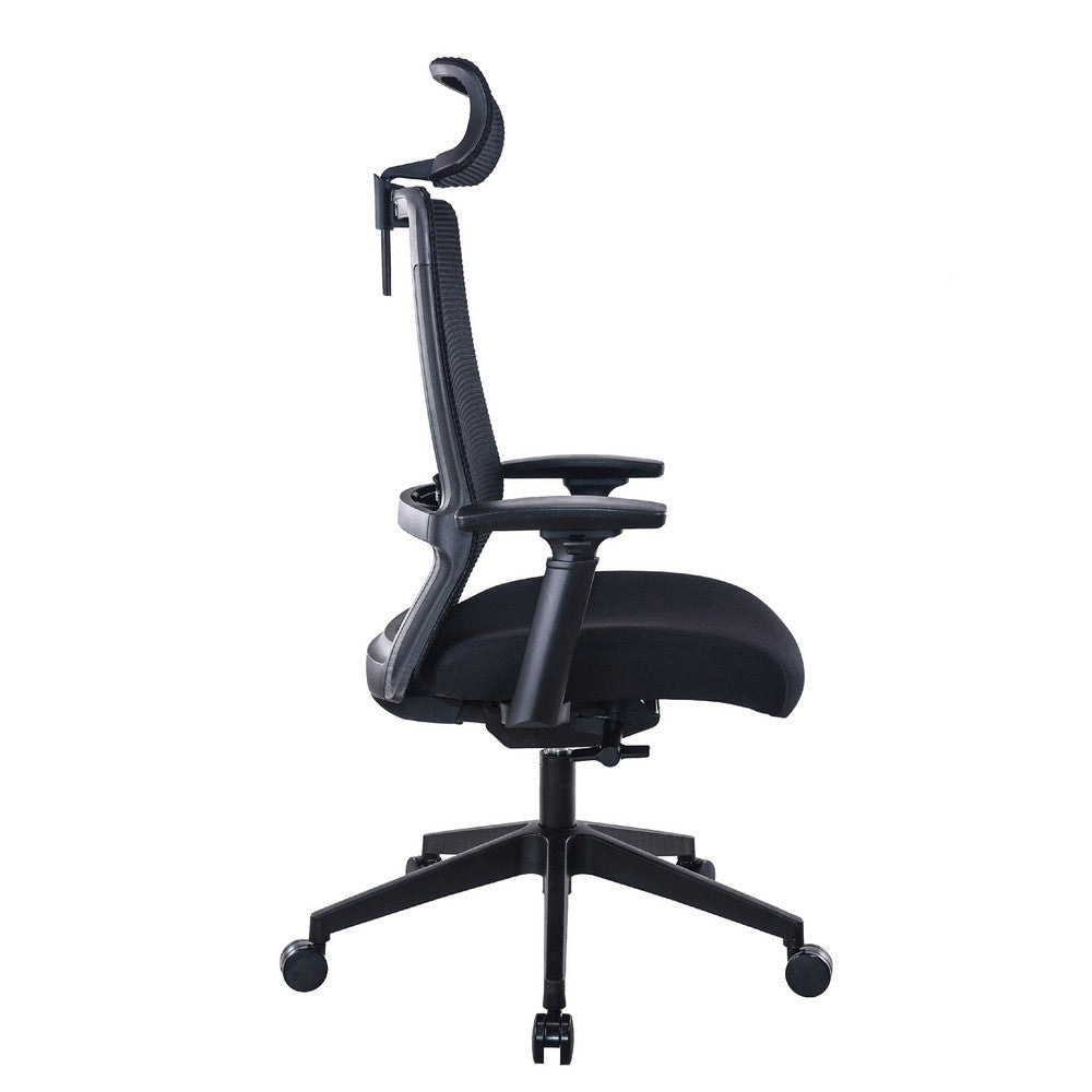 Rolling Office Chair w Headrest | Black Mesh | Foam | Swivel Seat BM344581