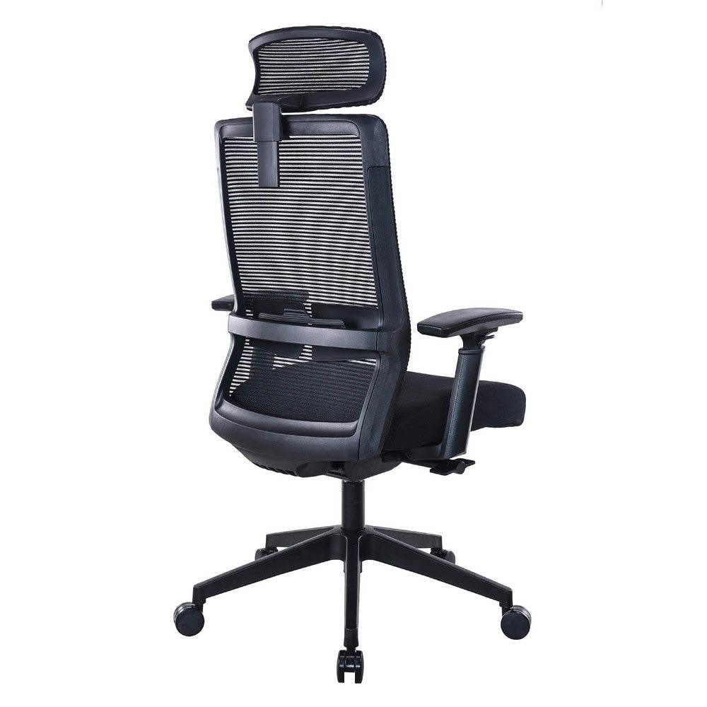 Rolling Office Chair w Headrest | Black Mesh | Foam | Swivel Seat BM344581