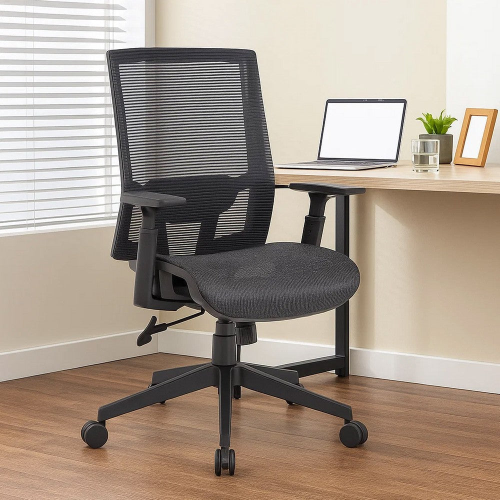 Swivel Task Chair | Black Mesh | Gray Antimicrobial Vinyl | Foam