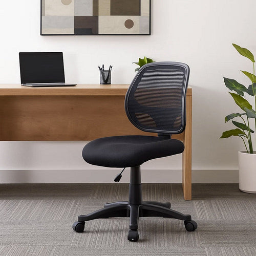 Maya Rolling Office Chair | Black Mesh | Foam Padding & Lumbar Support BM344584