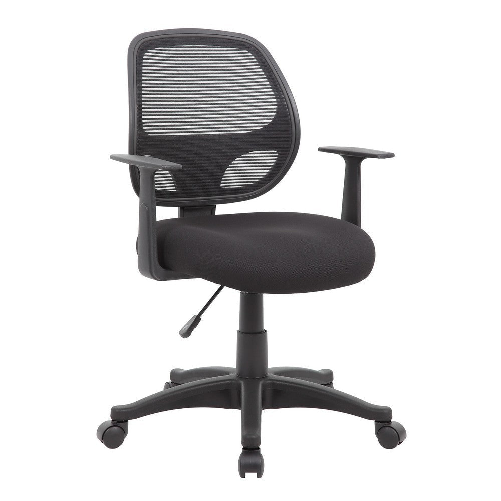 Maya Rolling Office Chair w T-Arms | Black Mesh | Foam Padding BM344585