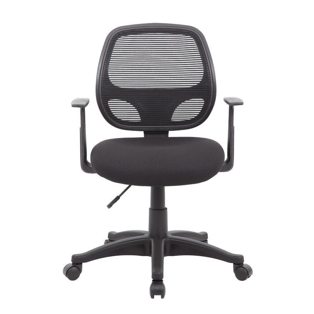 Maya Rolling Office Chair w T-Arms | Black Mesh | Foam Padding BM344585