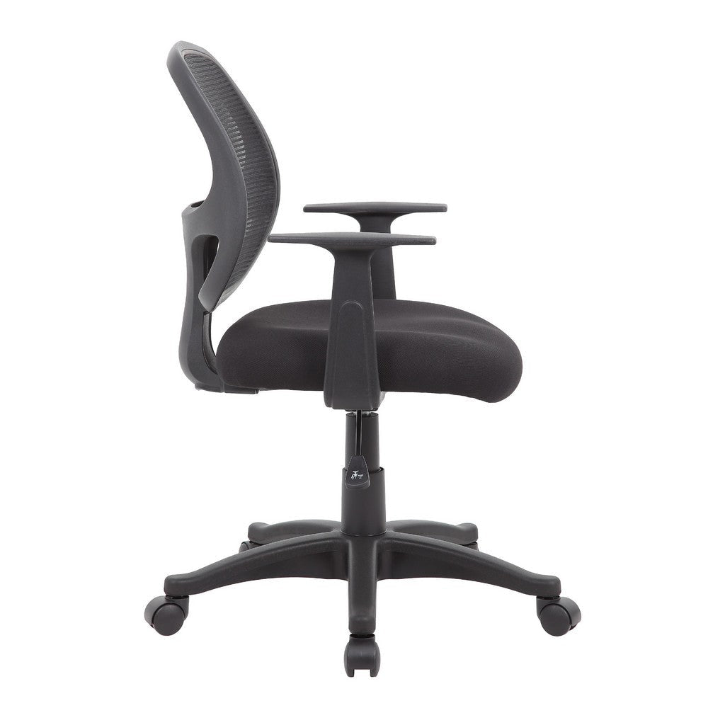 Maya Rolling Office Chair w T-Arms | Black Mesh | Foam Padding BM344585