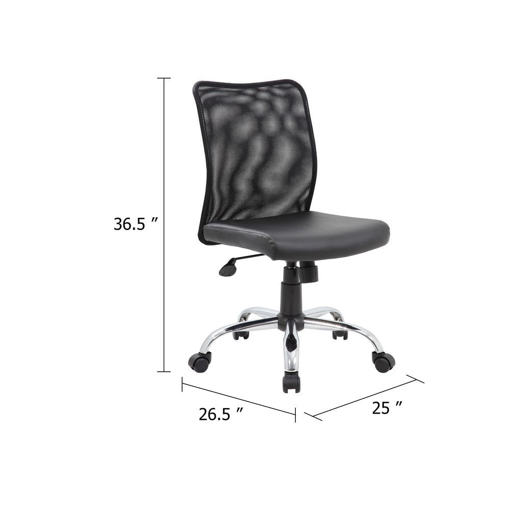 Lene Task Chair | Black Mesh & Caressoft Vinyl | Chrome | Tilt Tension BM344588