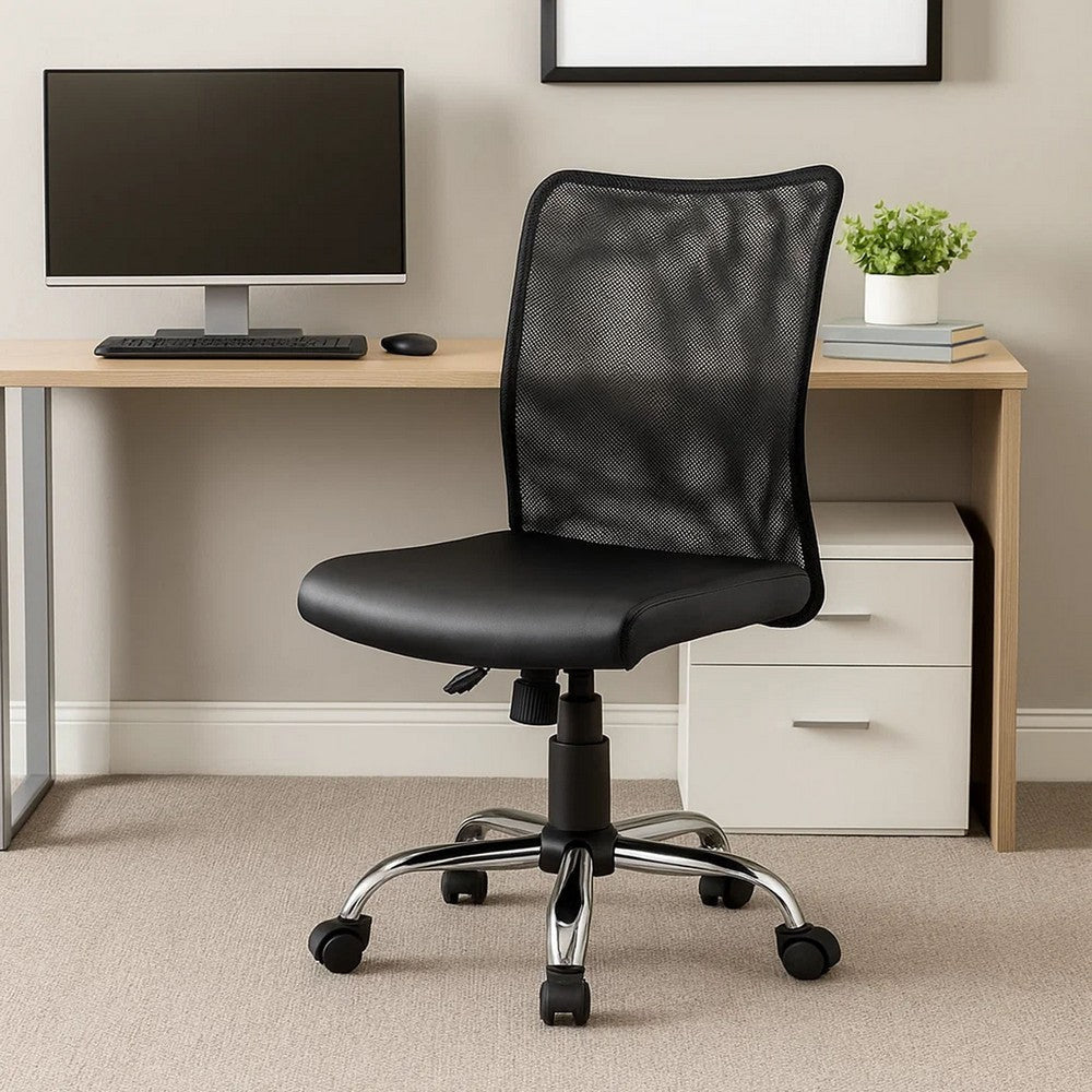 Lene Task Chair | Black Mesh & Caressoft Vinyl | Chrome | Tilt Tension BM344588