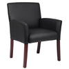 Nick Guest Armchair | Black Vinyl | Mahogany Brown Finish | Lumbar Support BM344590