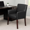 Nick Guest Armchair | Black Vinyl | Mahogany Brown Finish | Lumbar Support