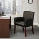 Nick Guest Armchair | Black Vinyl | Mahogany Brown Finish | Lumbar Support
