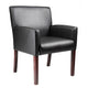 Nick Reception Guest Armchair | Soft Black Vinyl | Mahogany Brown Finish BM344591