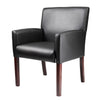 Nick Reception Guest Armchair | Soft Black Vinyl | Mahogany Brown Finish BM344591